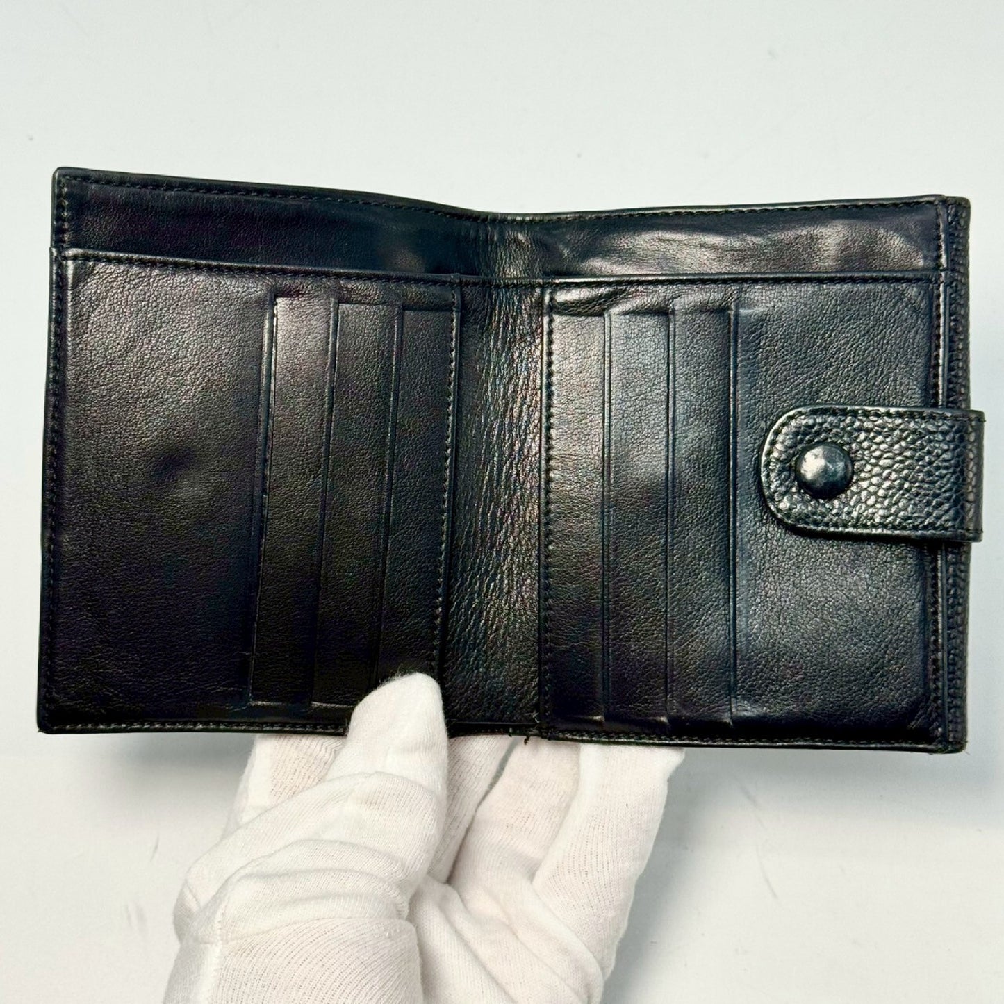 CHANEL Caviar Skin Coco Mark Bi-fold Compact Wallet, Serial Seal Unclear