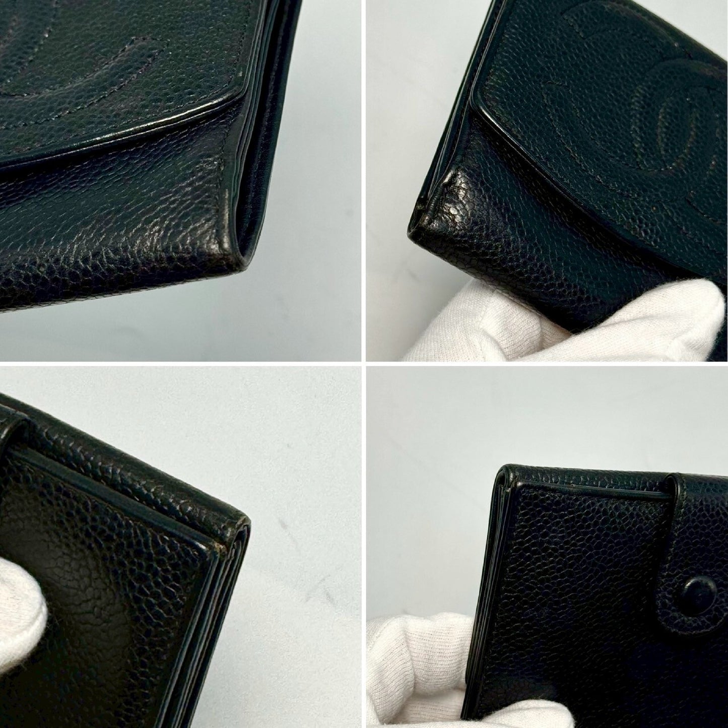 CHANEL Caviar Skin Coco Mark Bi-fold Compact Wallet, Serial Seal Unclear