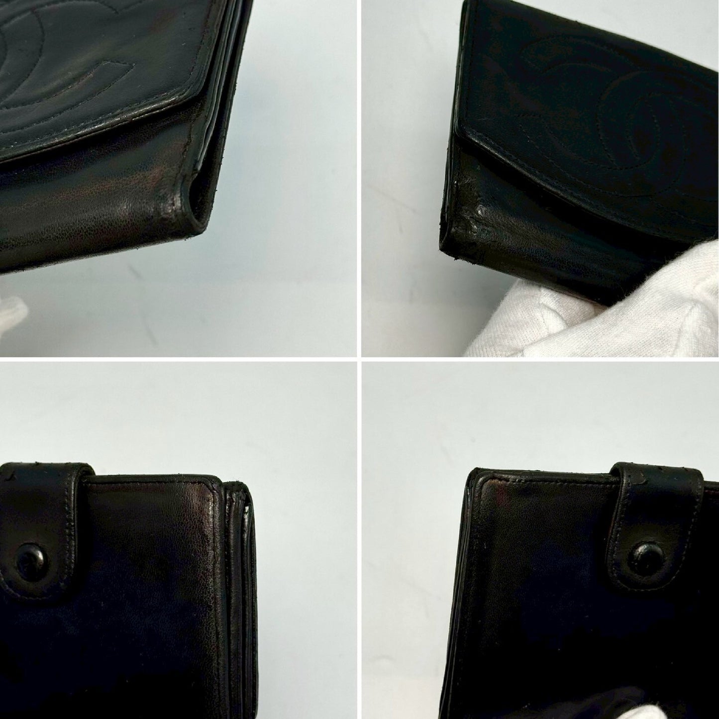 CHANEL Lambskin Coco Mark Bi-fold Compact Wallet, Black, 3437430