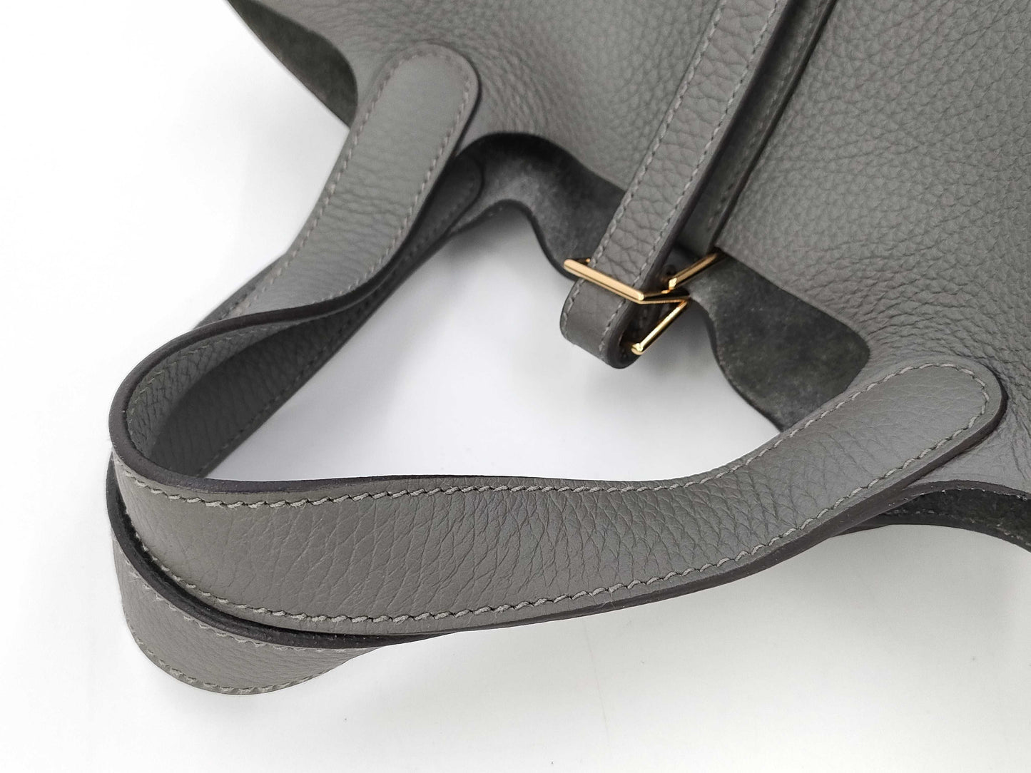 HERMES Picotin Lock PM Taurillon Gray Handbag with U Stamp 2022