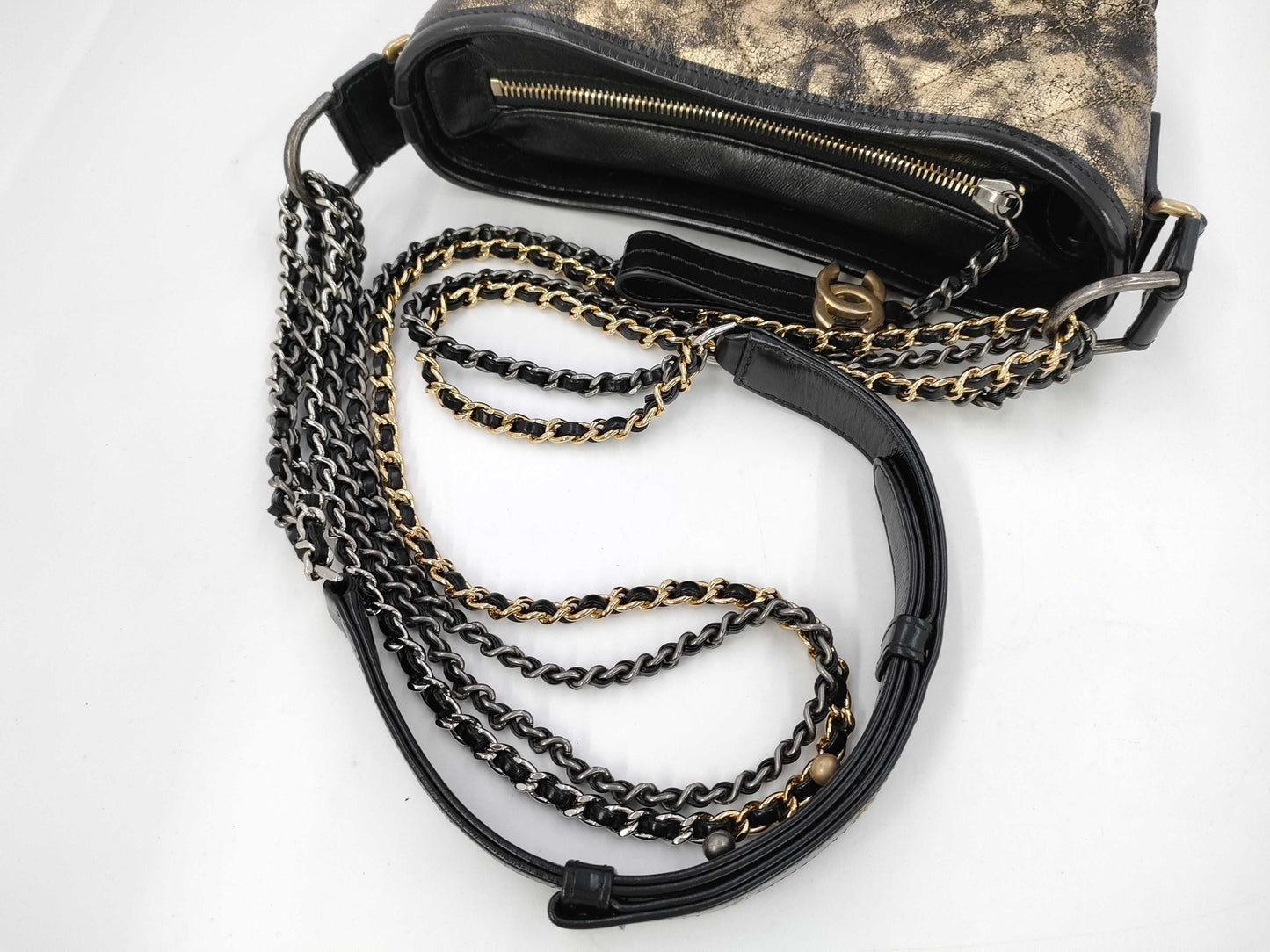 CHANEL A91810 Gabriel Black x Gold Shoulder Bag 26780520