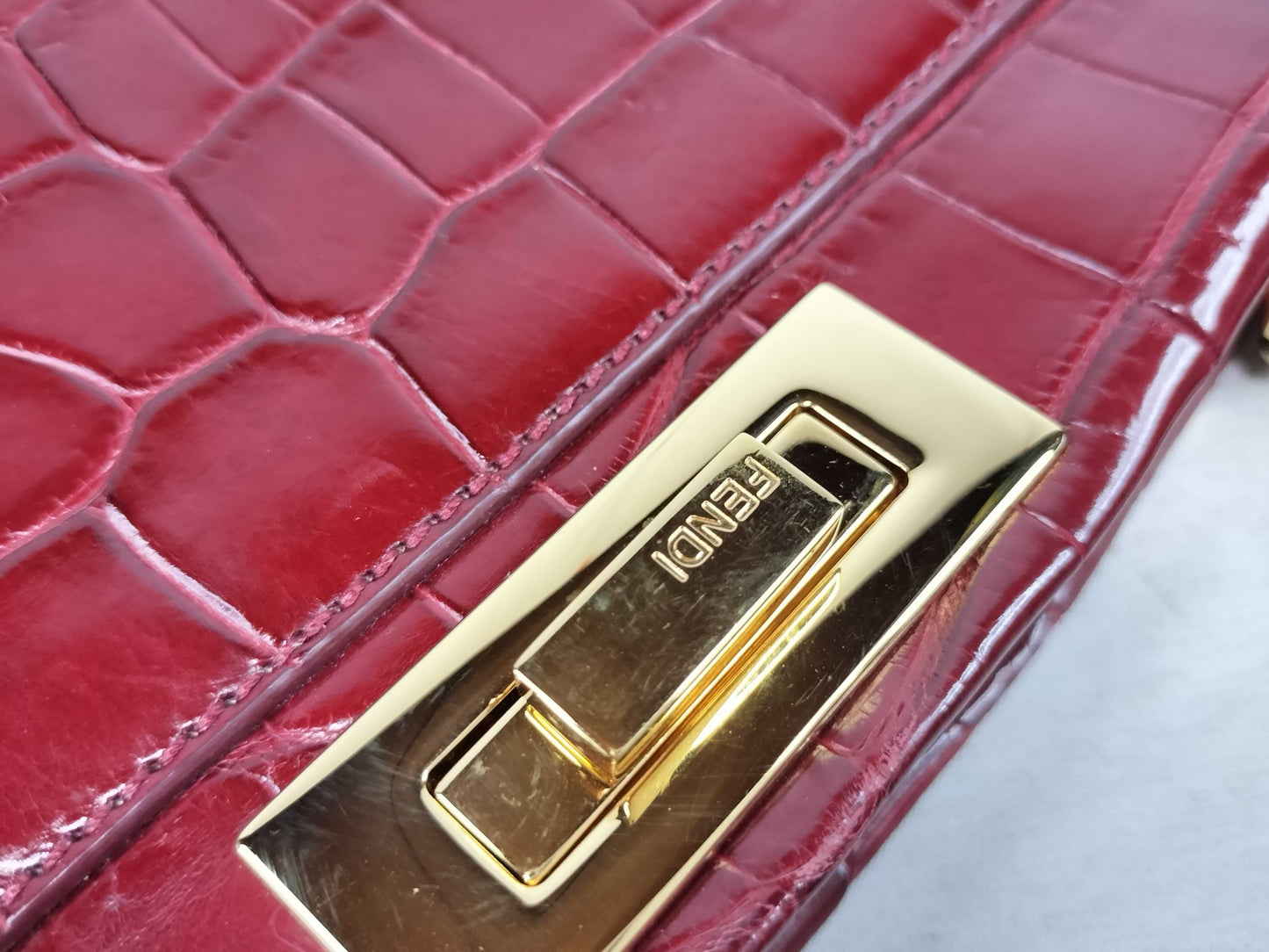 FENDI Peekaboo 2-Way Bag Crocodile Handbag