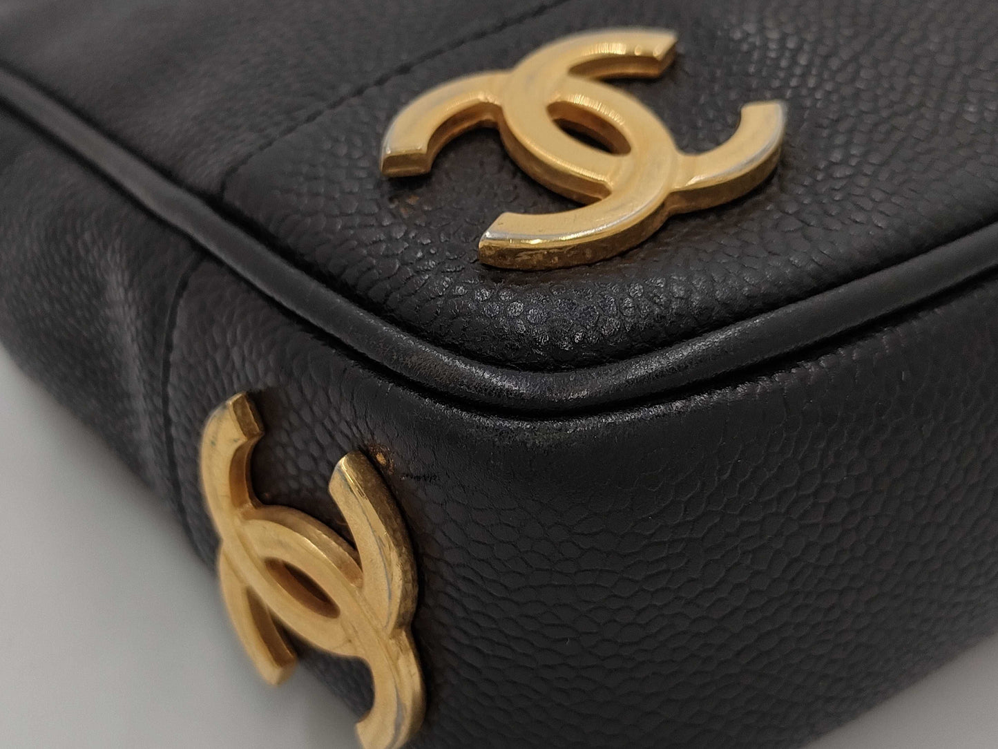 CHANEL Triple Coco Tote Bag Caviar Skin Tote Bag
