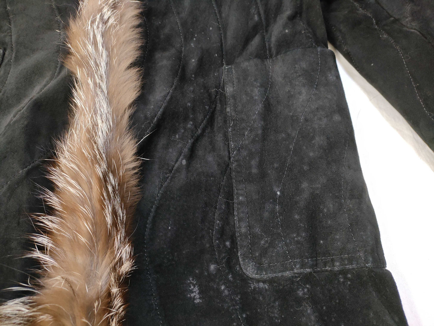 Silver fox reversible leather and fur coat
