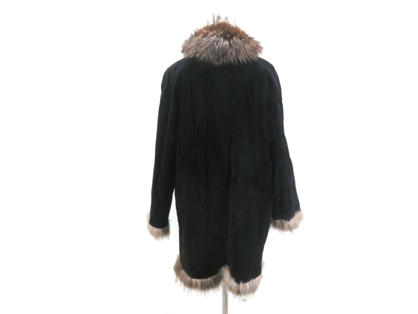 Silver fox reversible leather and fur coat