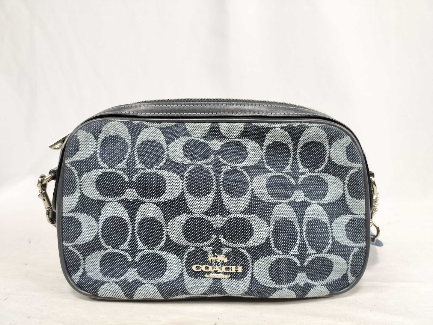 COACH Signature Denim Shoulder Bag with Rainbow Strap