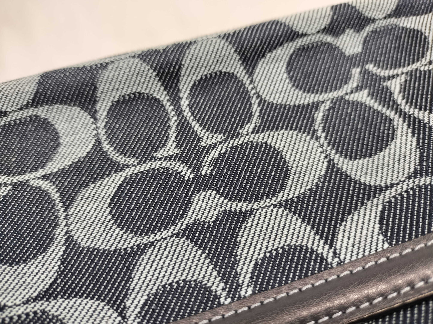 COACH Signature Denim Shoulder Bag with Rainbow Strap