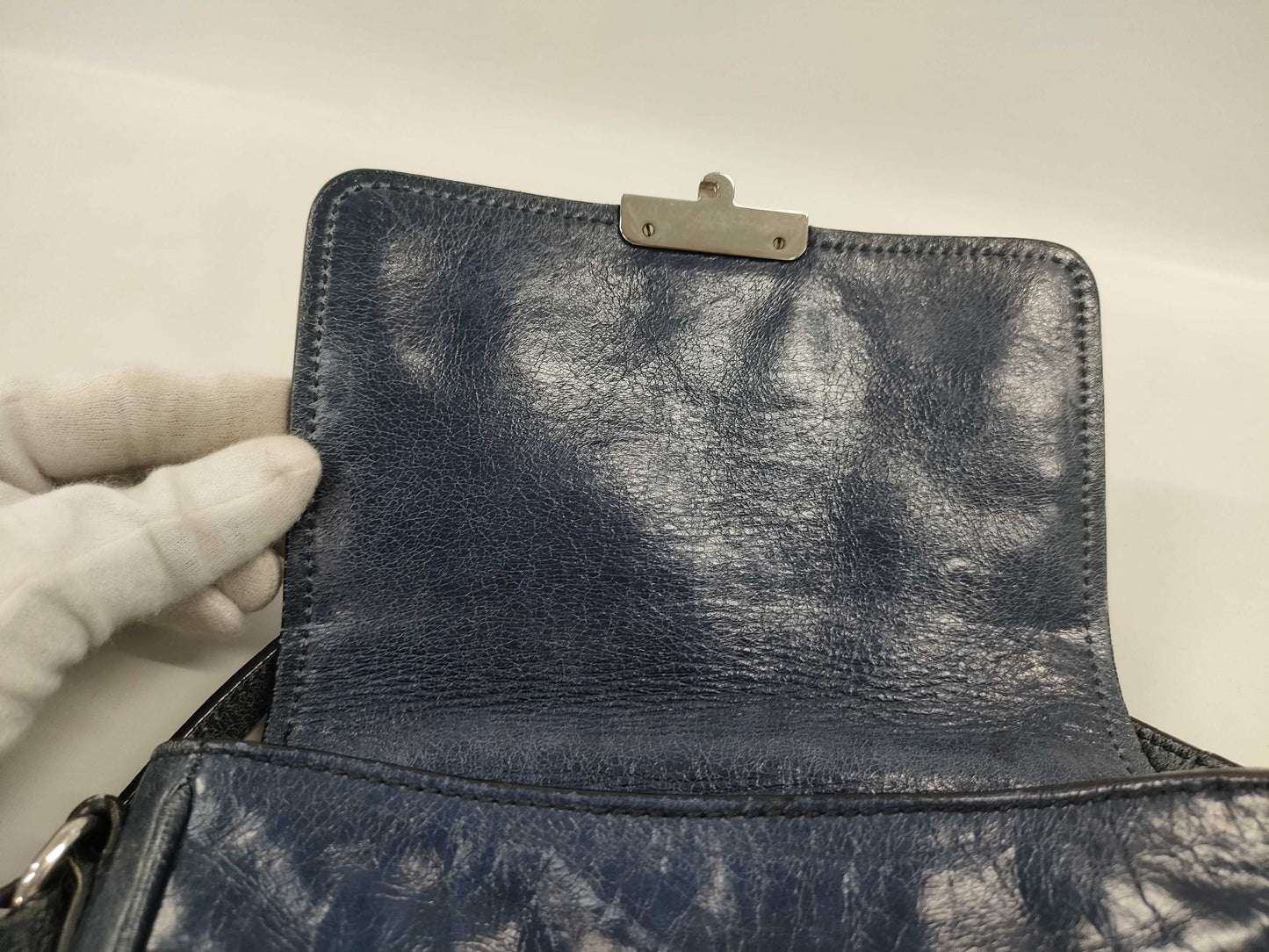 miu miu MIU MIU navy leather shoulder bag