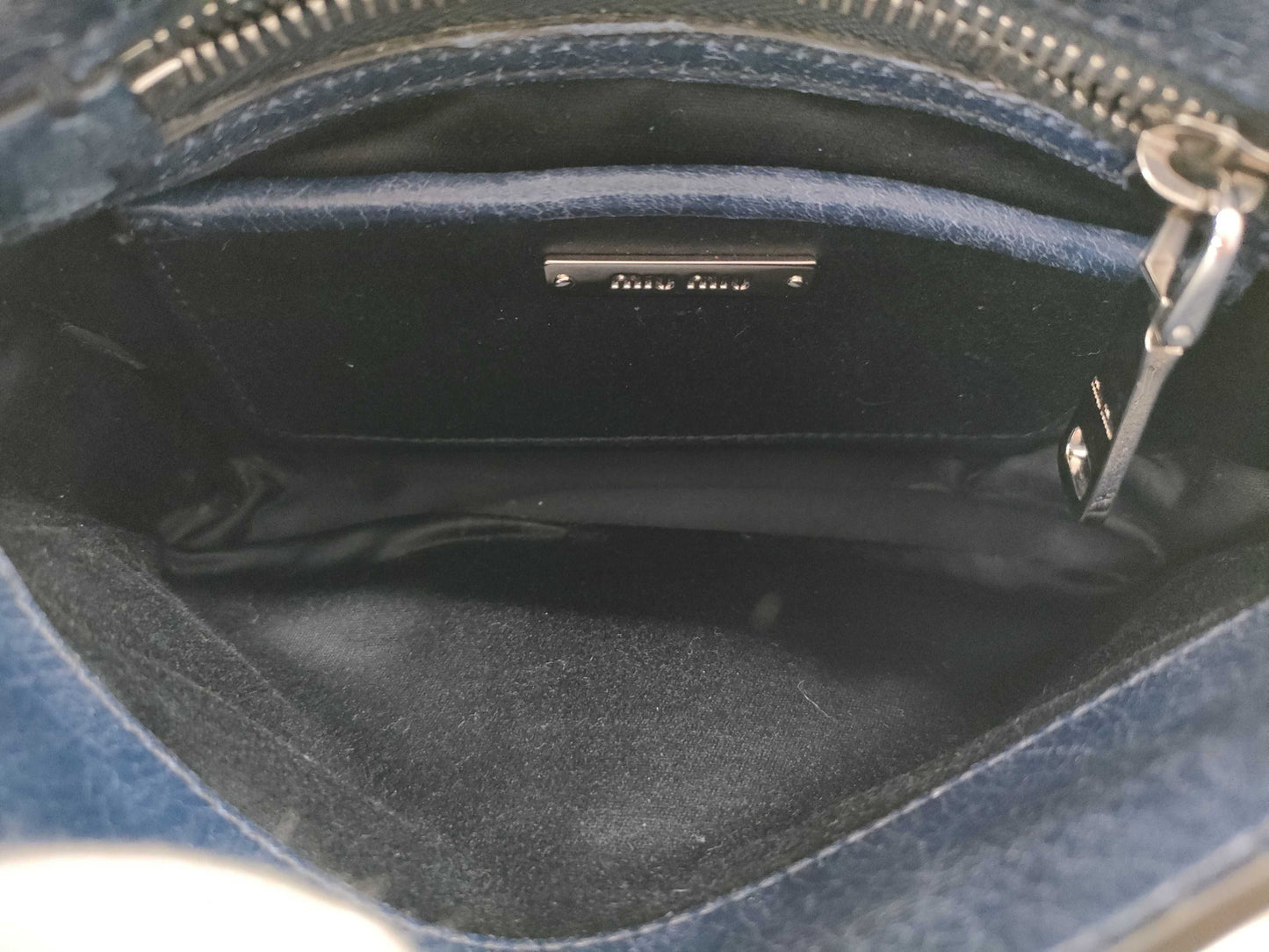 miu miu MIU MIU navy leather shoulder bag