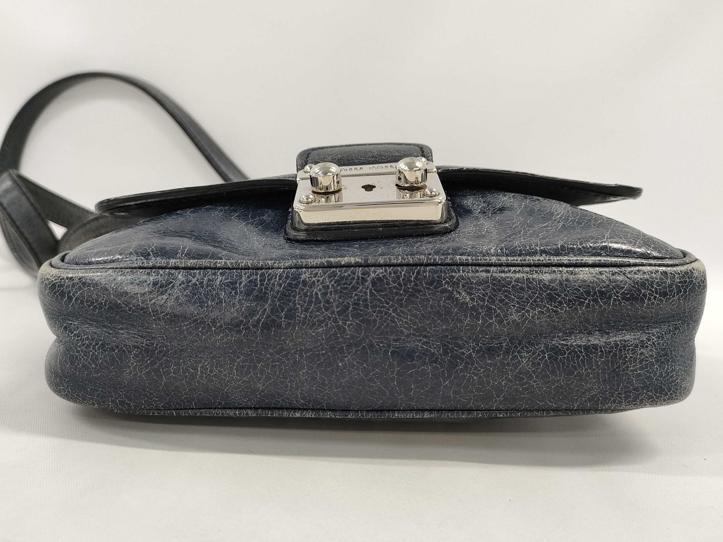 miu miu MIU MIU navy leather shoulder bag