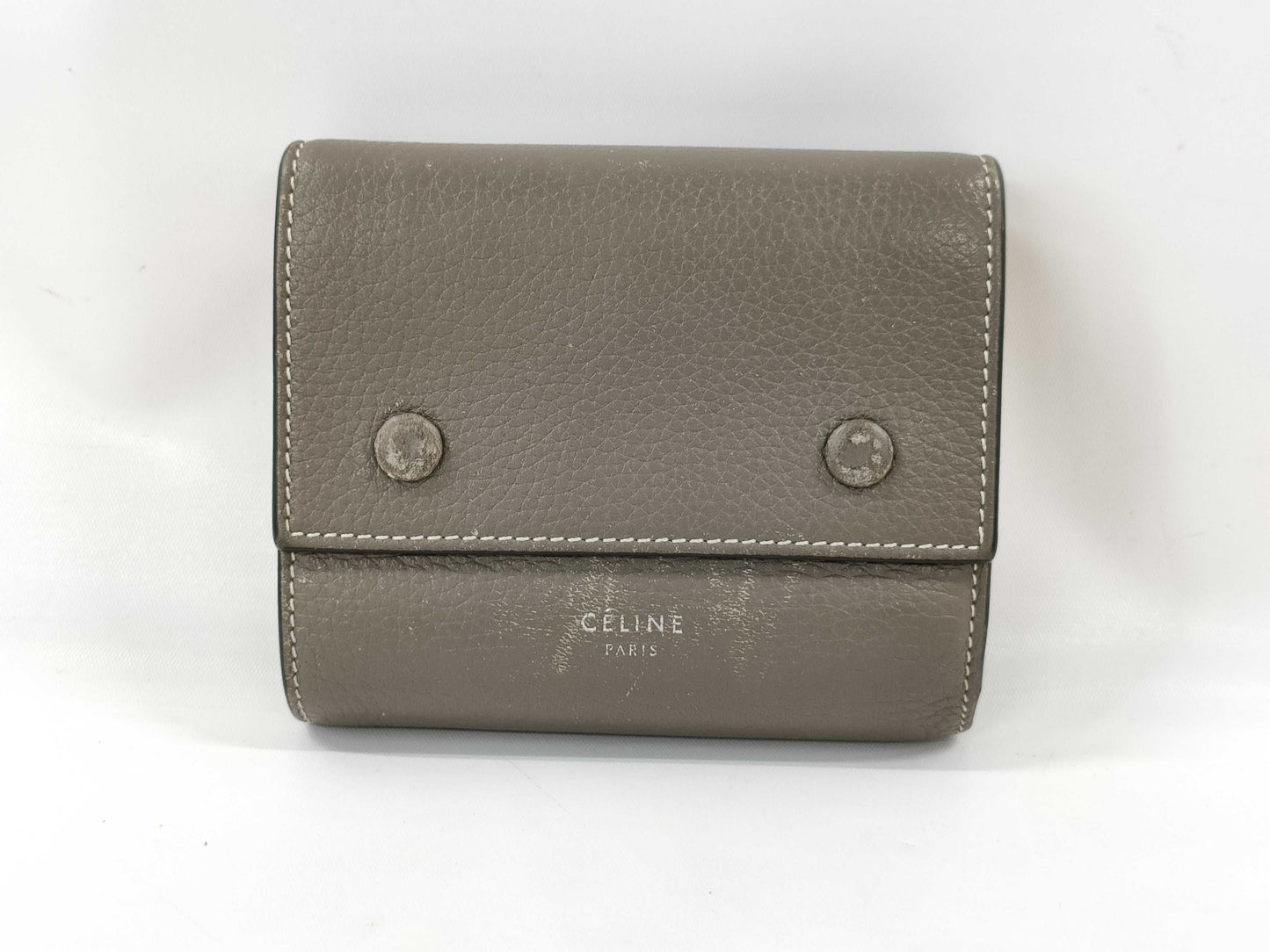 CELINE Tri-fold Wallet Greige Yellow Wallet