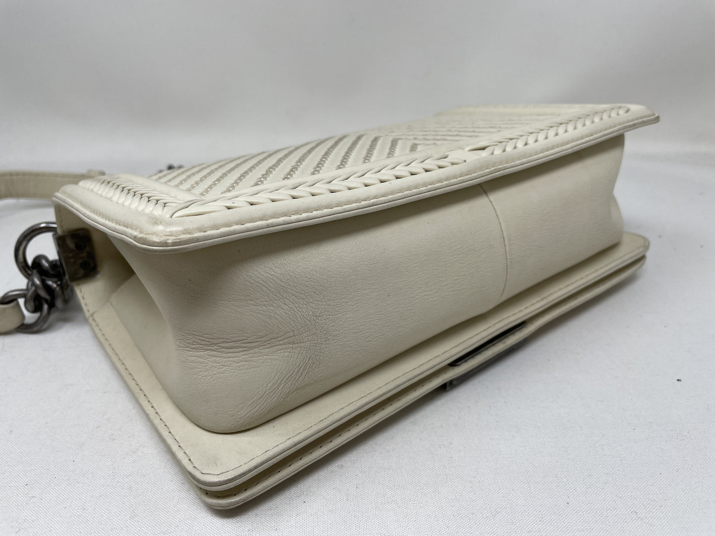 CHANEL Boy V Stitch Shoulder Bag with Seal Card