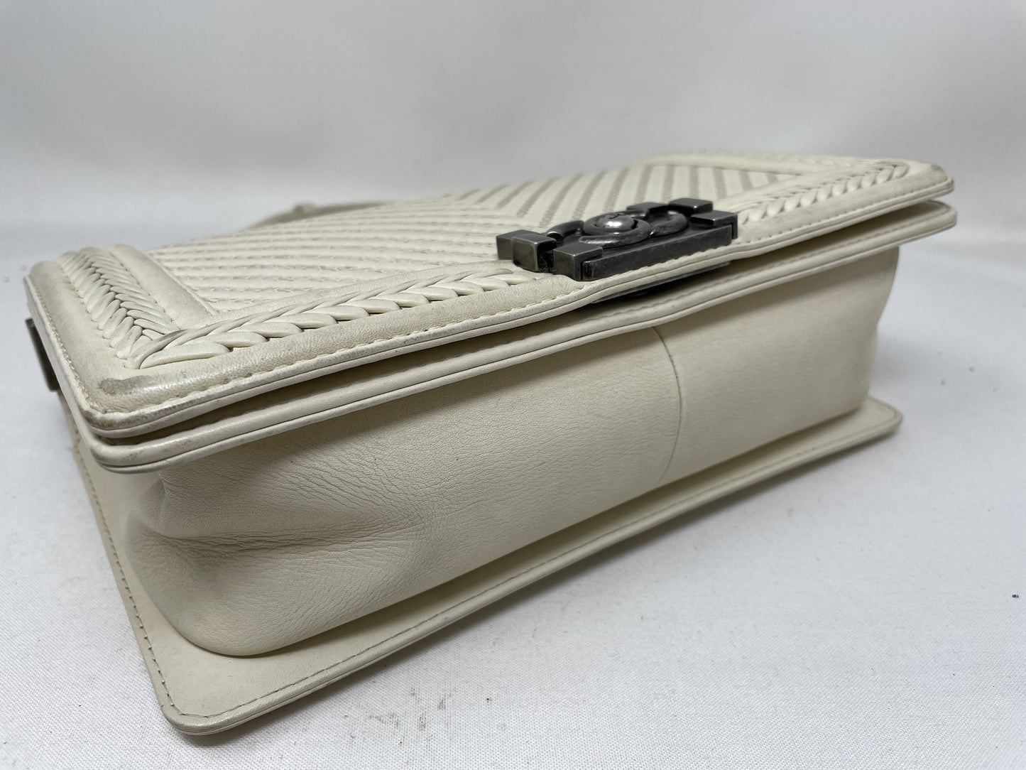 CHANEL Boy V Stitch Shoulder Bag with Seal Card