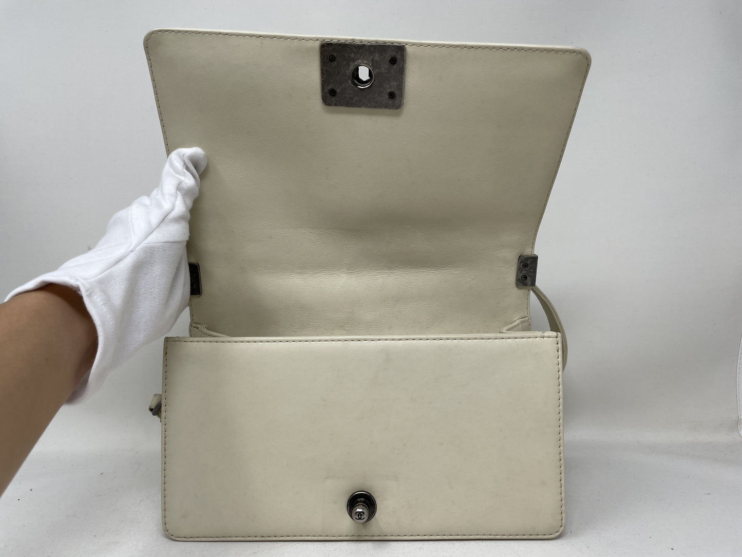 CHANEL Boy V Stitch Shoulder Bag with Seal Card