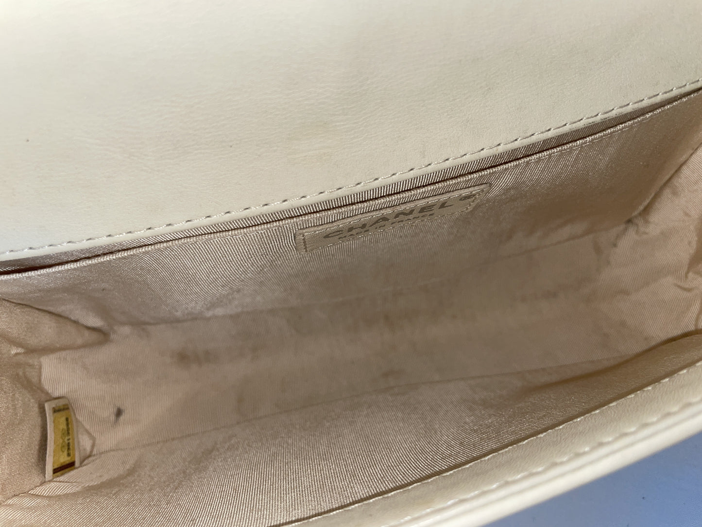 CHANEL Boy V Stitch Shoulder Bag with Seal Card