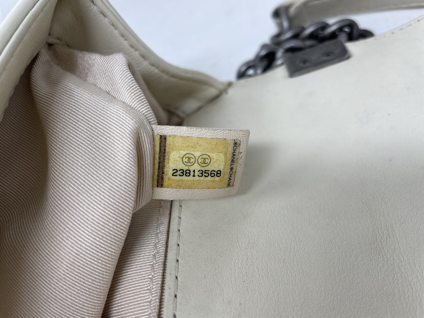 CHANEL Boy V Stitch Shoulder Bag with Seal Card