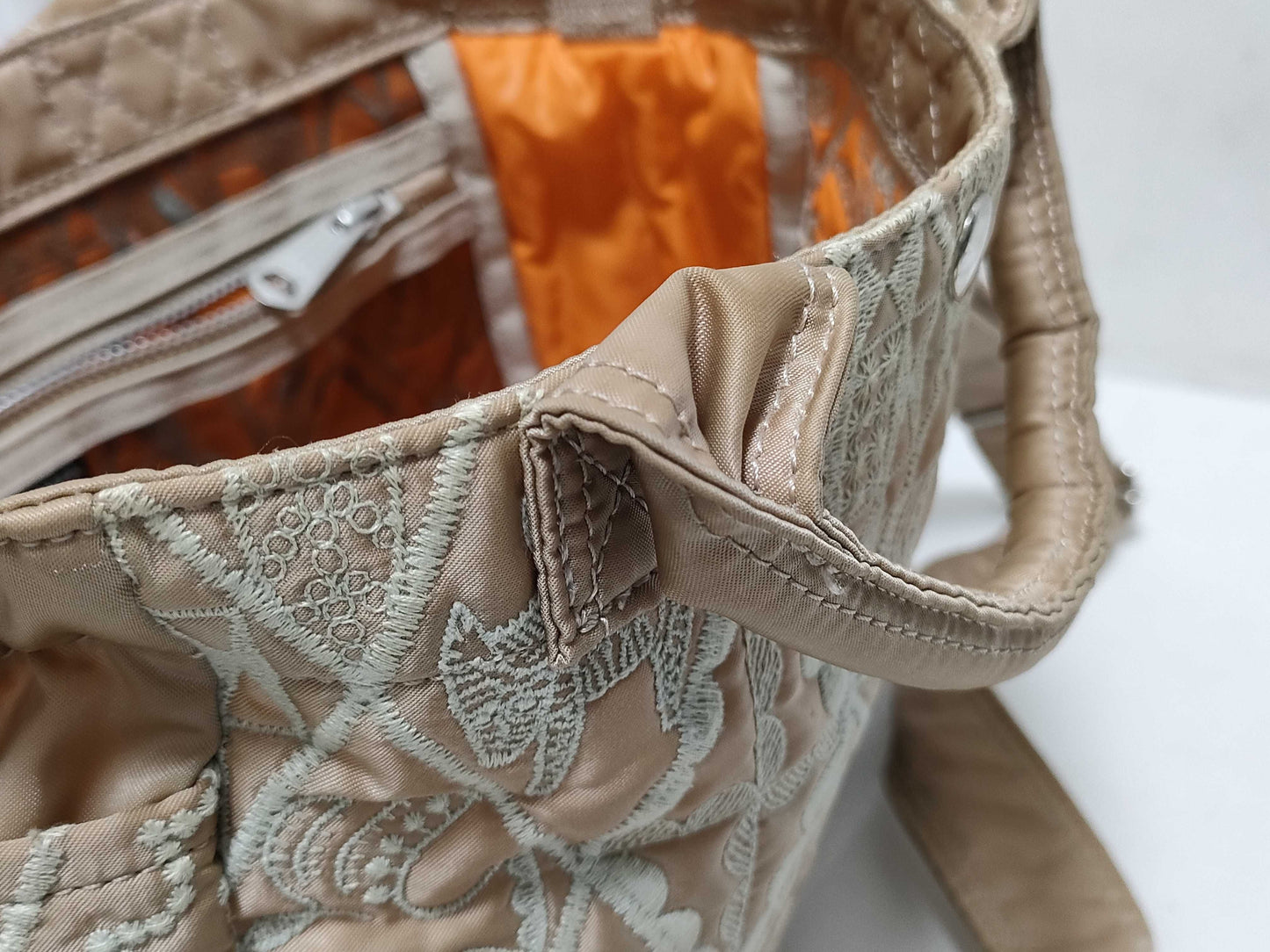 mina perhonen x PORTER Collaboration Symphony 2-Way Tote Bag, Embroidered, Nylon Bonded Fabric, Beige, Handbag