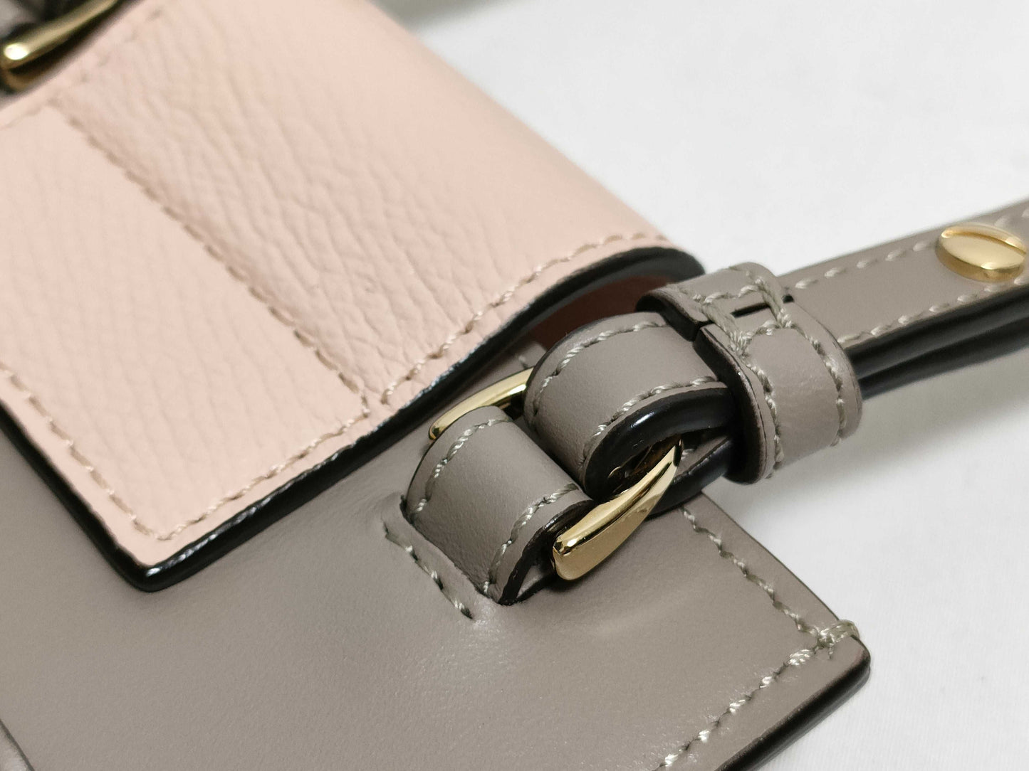 FENDI 7AS188 FF Diamond Phone Pouch Calfskin Leather Gray/Pink Shoulder Bag