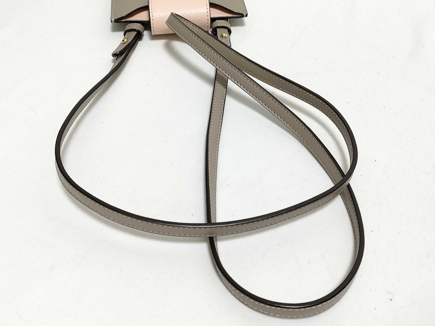 FENDI 7AS188 FF Diamond Phone Pouch Calfskin Leather Gray/Pink Shoulder Bag