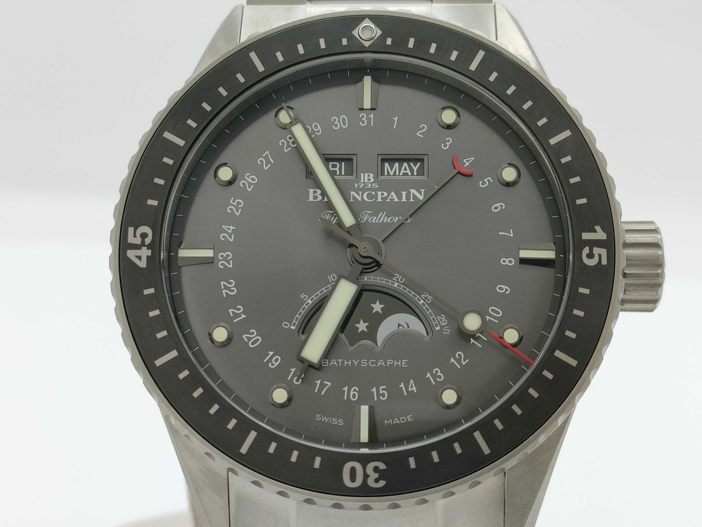 Blancpain Fifty Fathoms Bathyscaphe Complete Calendar Moon Phase 5054-1210-98S 1276 Automatic Men's Watch