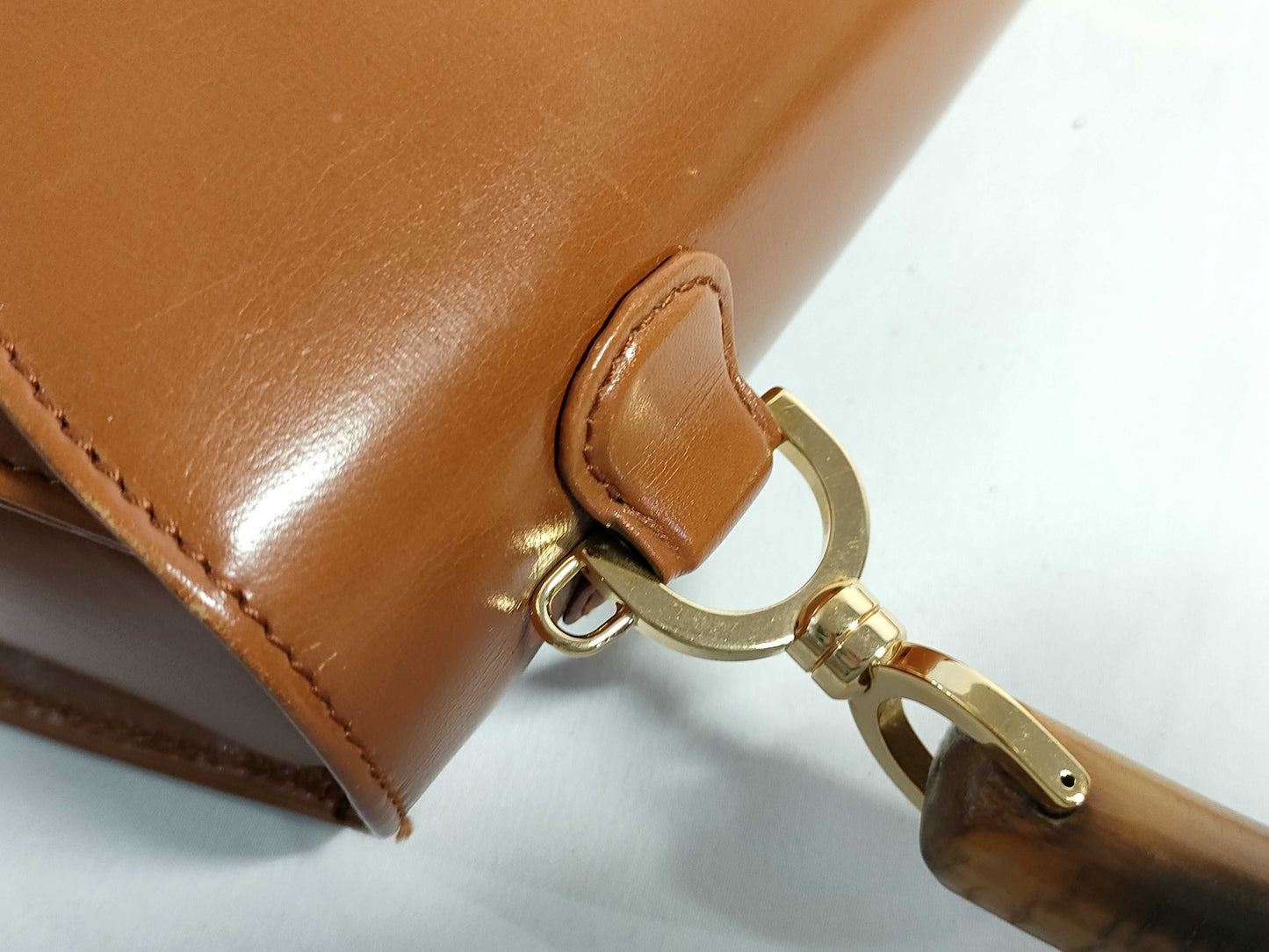 GUCCI Bamboo GUCCI Handbag Bamboo Leather Brown Handbag