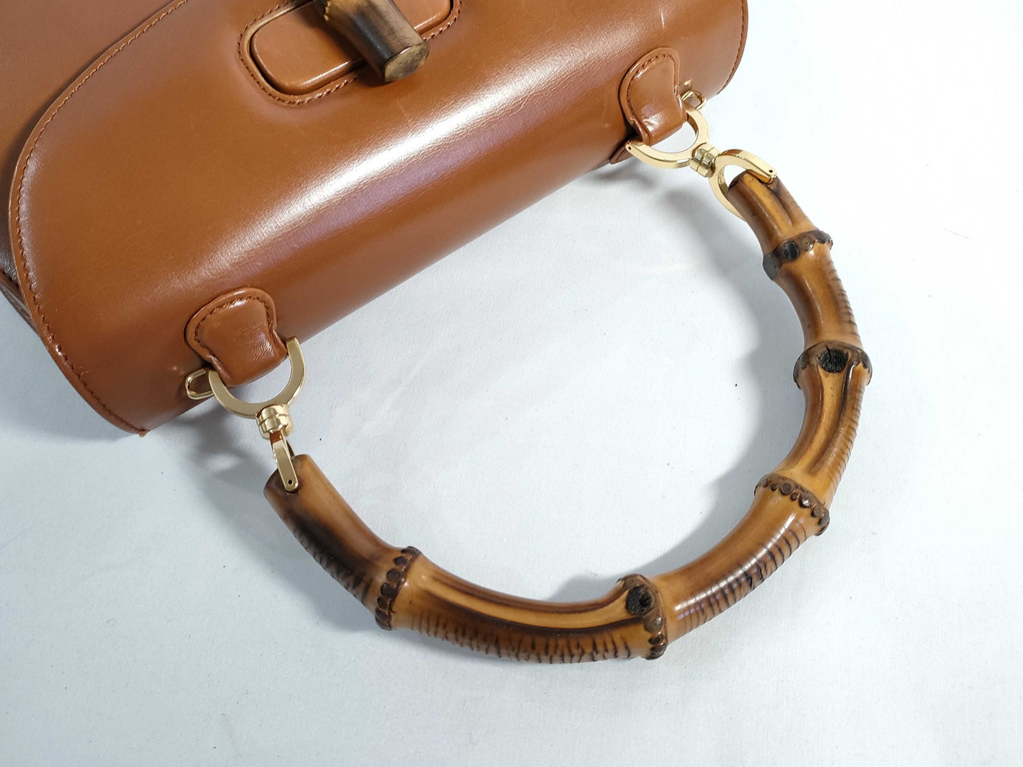 GUCCI Bamboo GUCCI Handbag Bamboo Leather Brown Handbag