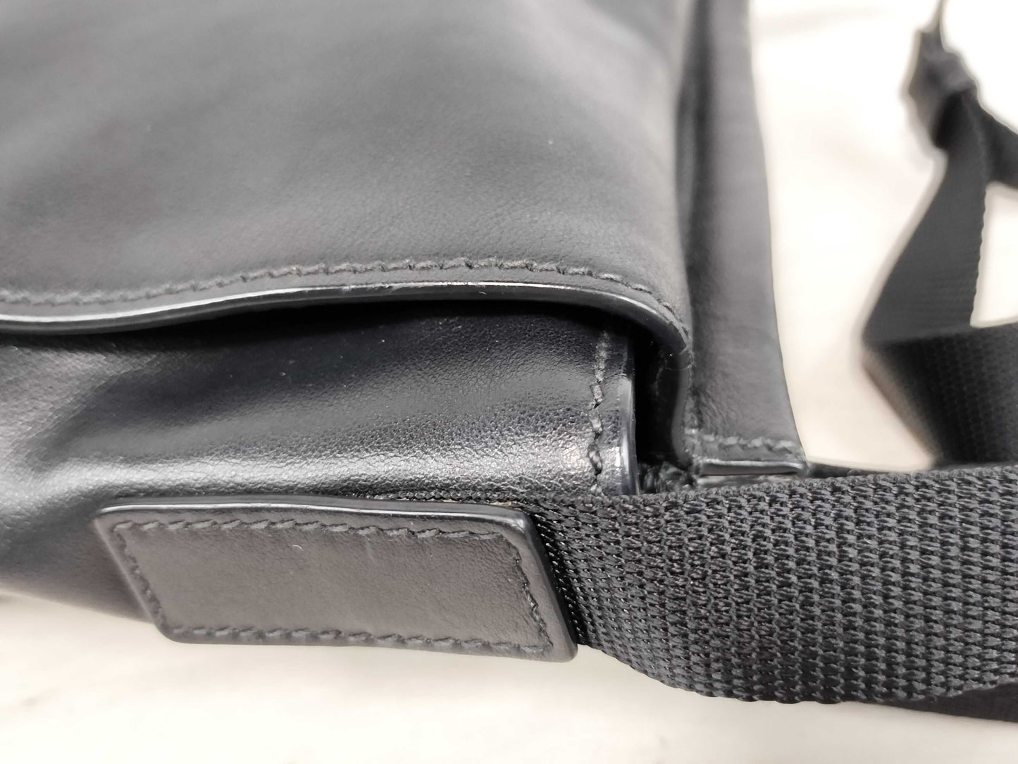 PRADA Prada Triangle Logo Leather Messenger Shoulder Bag