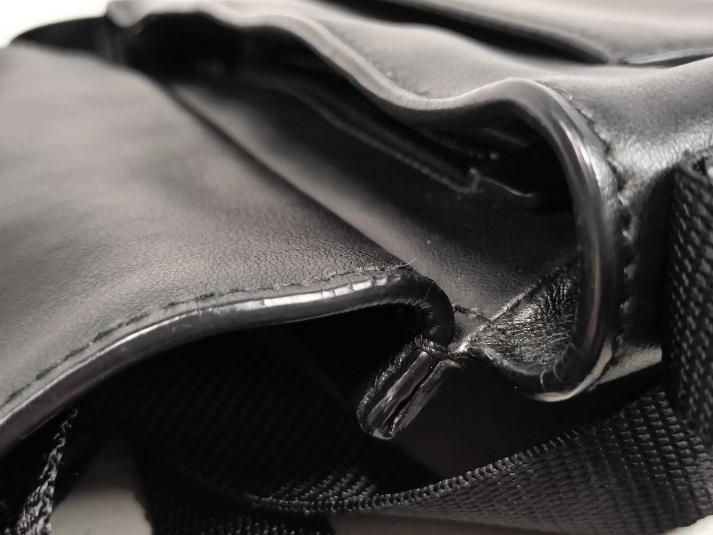 PRADA Prada Triangle Logo Leather Messenger Shoulder Bag