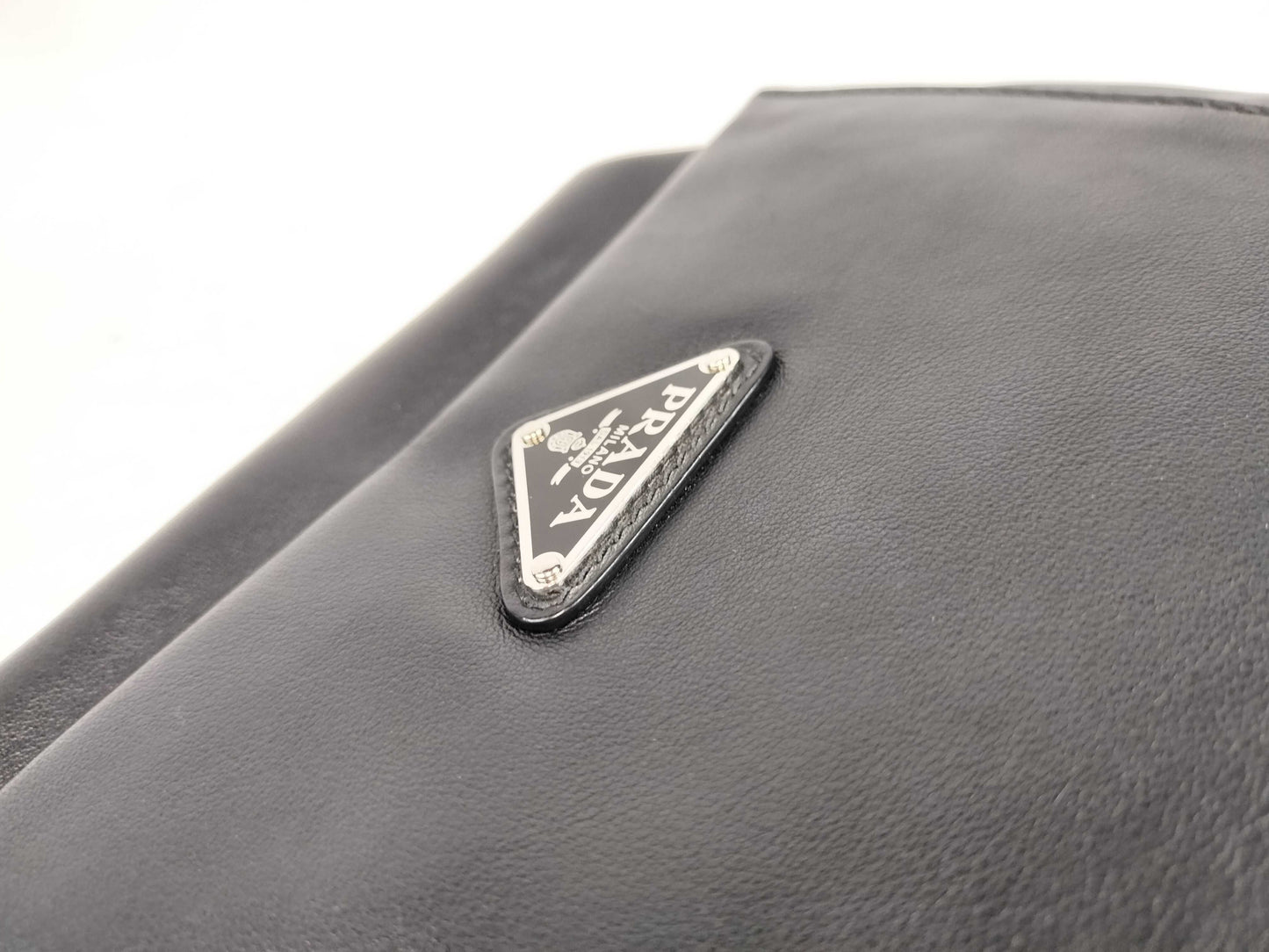 PRADA Prada Triangle Logo Leather Messenger Shoulder Bag