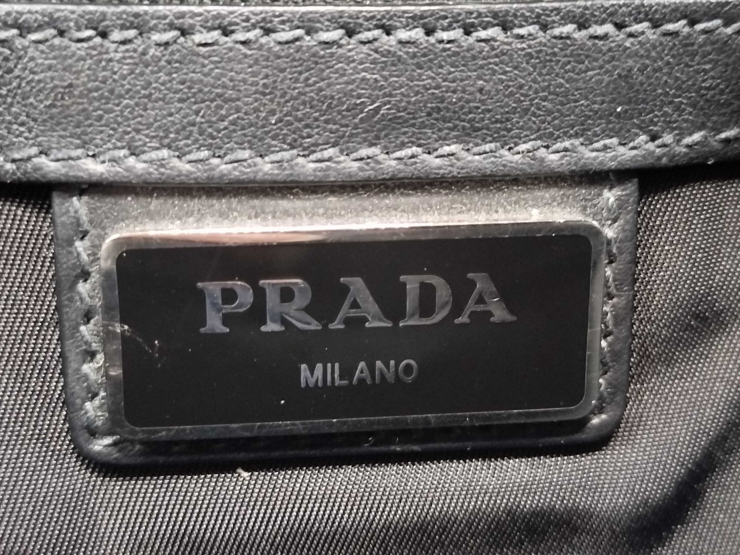 PRADA Prada Triangle Logo Leather Messenger Shoulder Bag