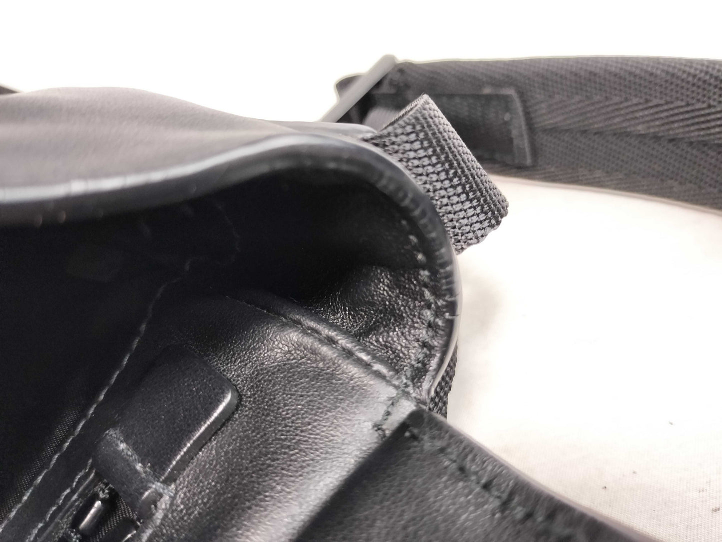 PRADA Prada Triangle Logo Leather Messenger Shoulder Bag