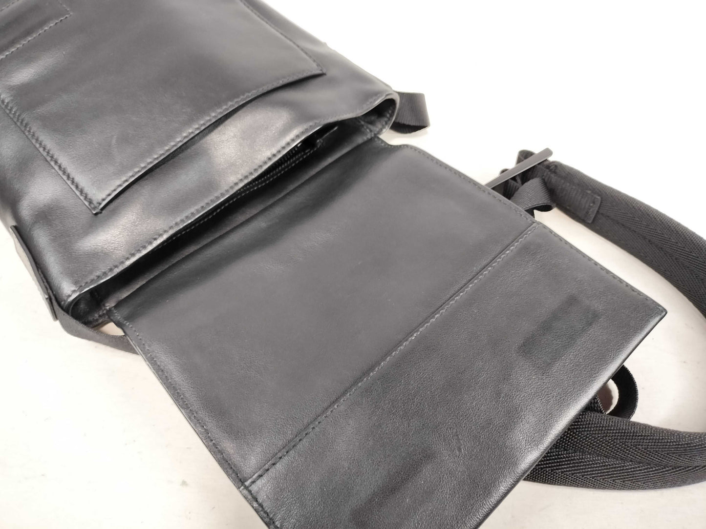 PRADA Prada Triangle Logo Leather Messenger Shoulder Bag