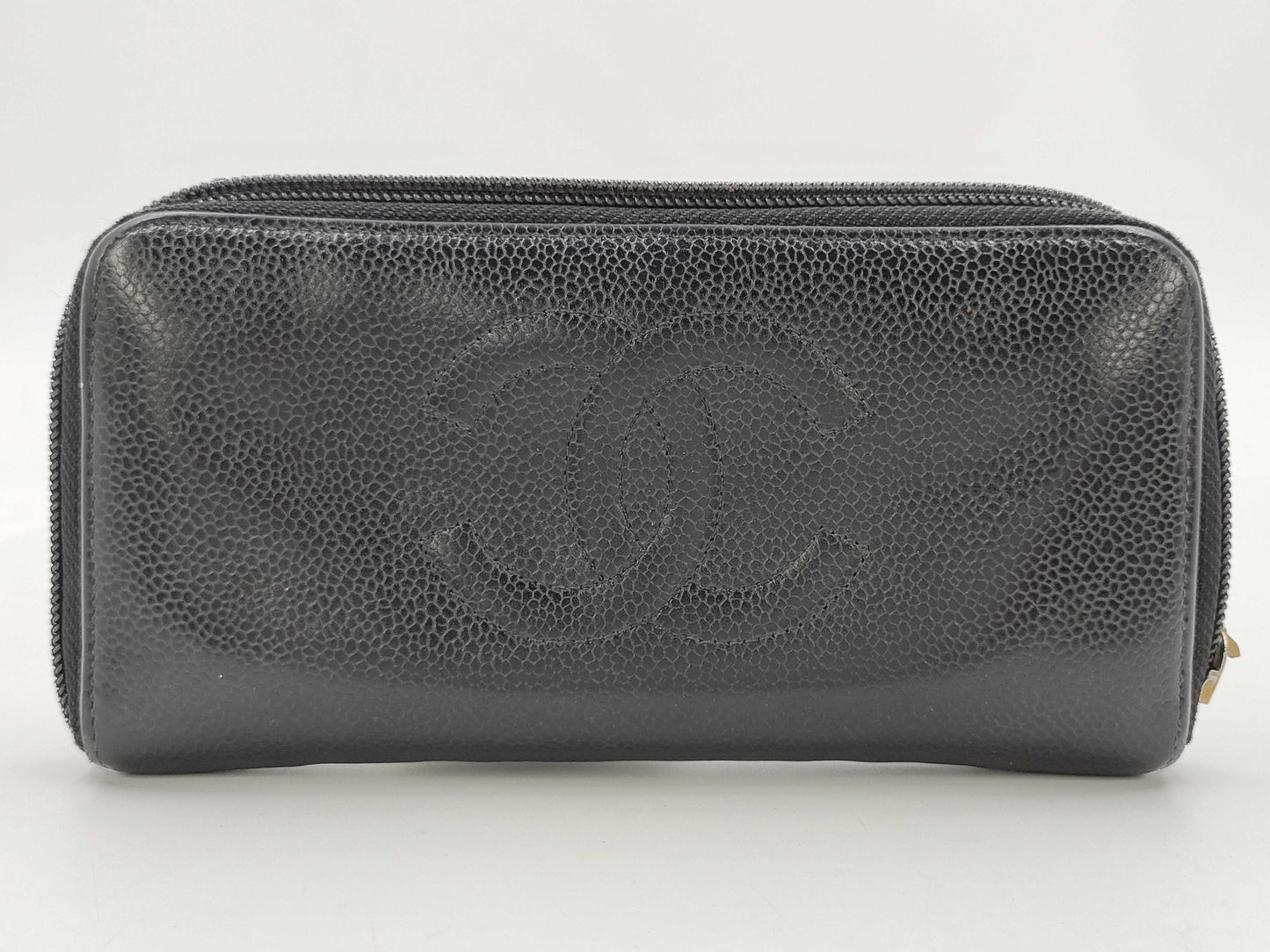 CHANEL Caviar Leather Round Long Wallet