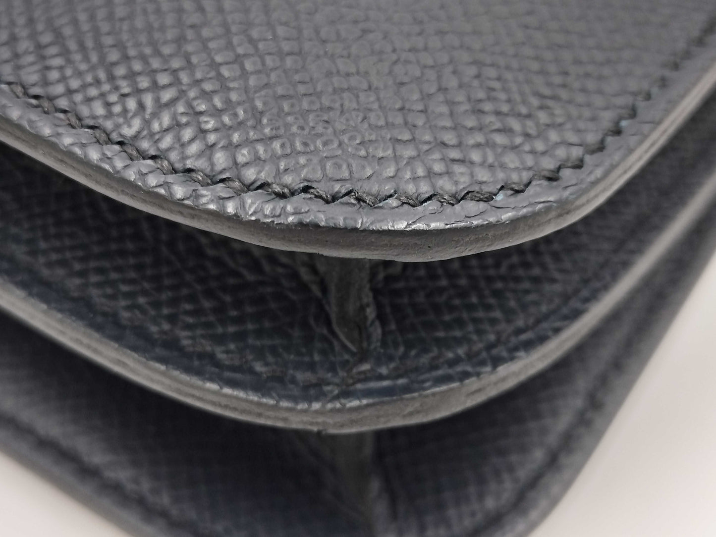 HERMES Constance Mini Epsom Leather Shoulder Bag, 2023, Navy Blue