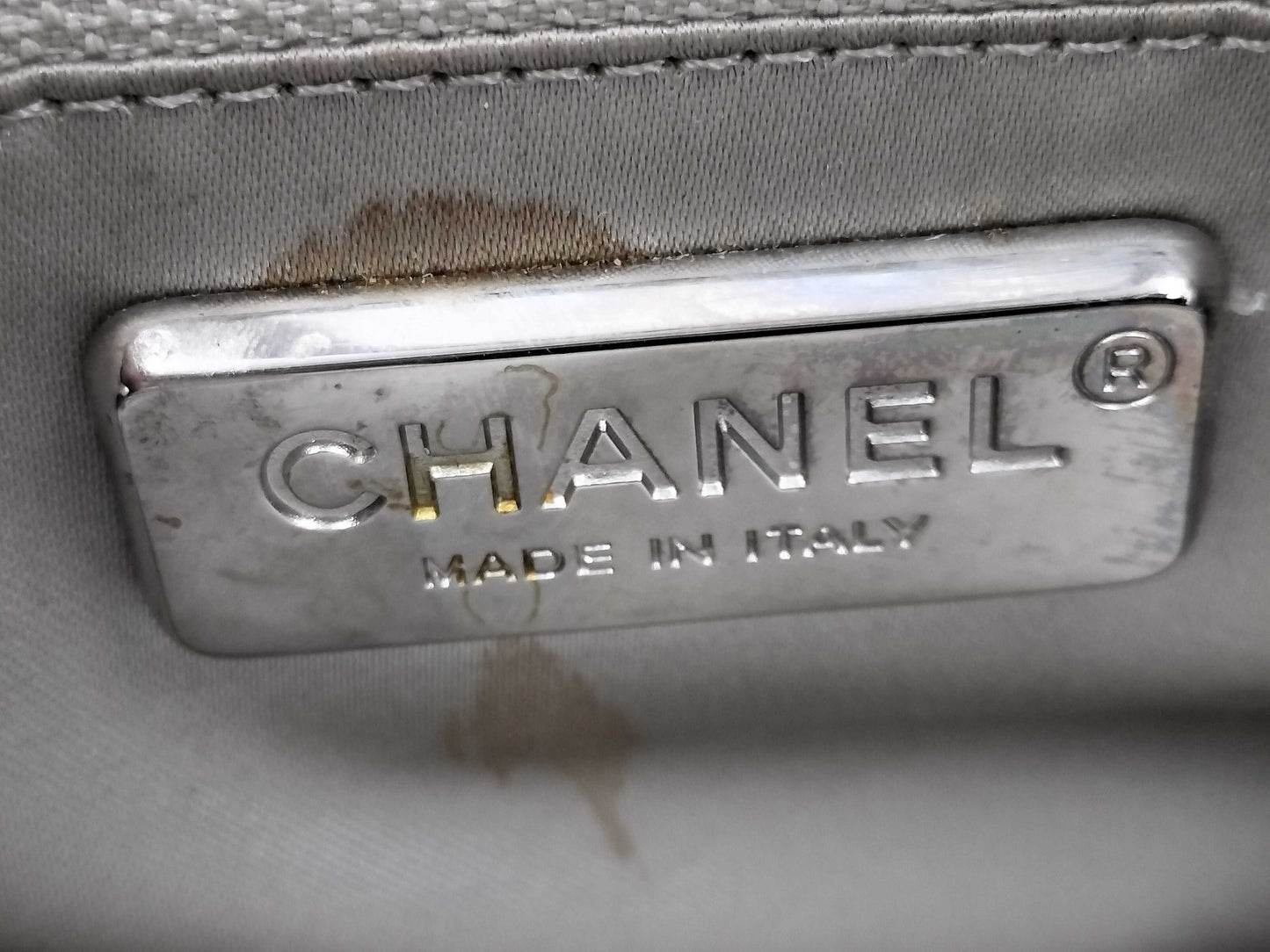 CHANEL Python 2-Way Handbag Greige 20880106 Handbag