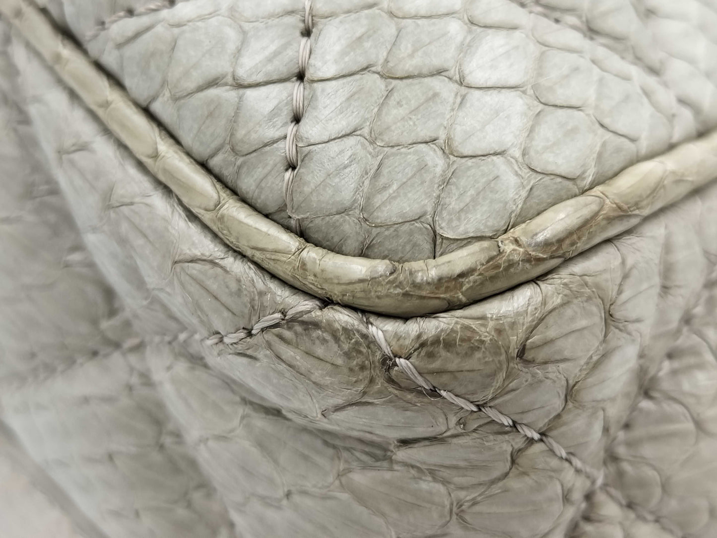 CHANEL Python 2-Way Handbag Greige 20880106 Handbag