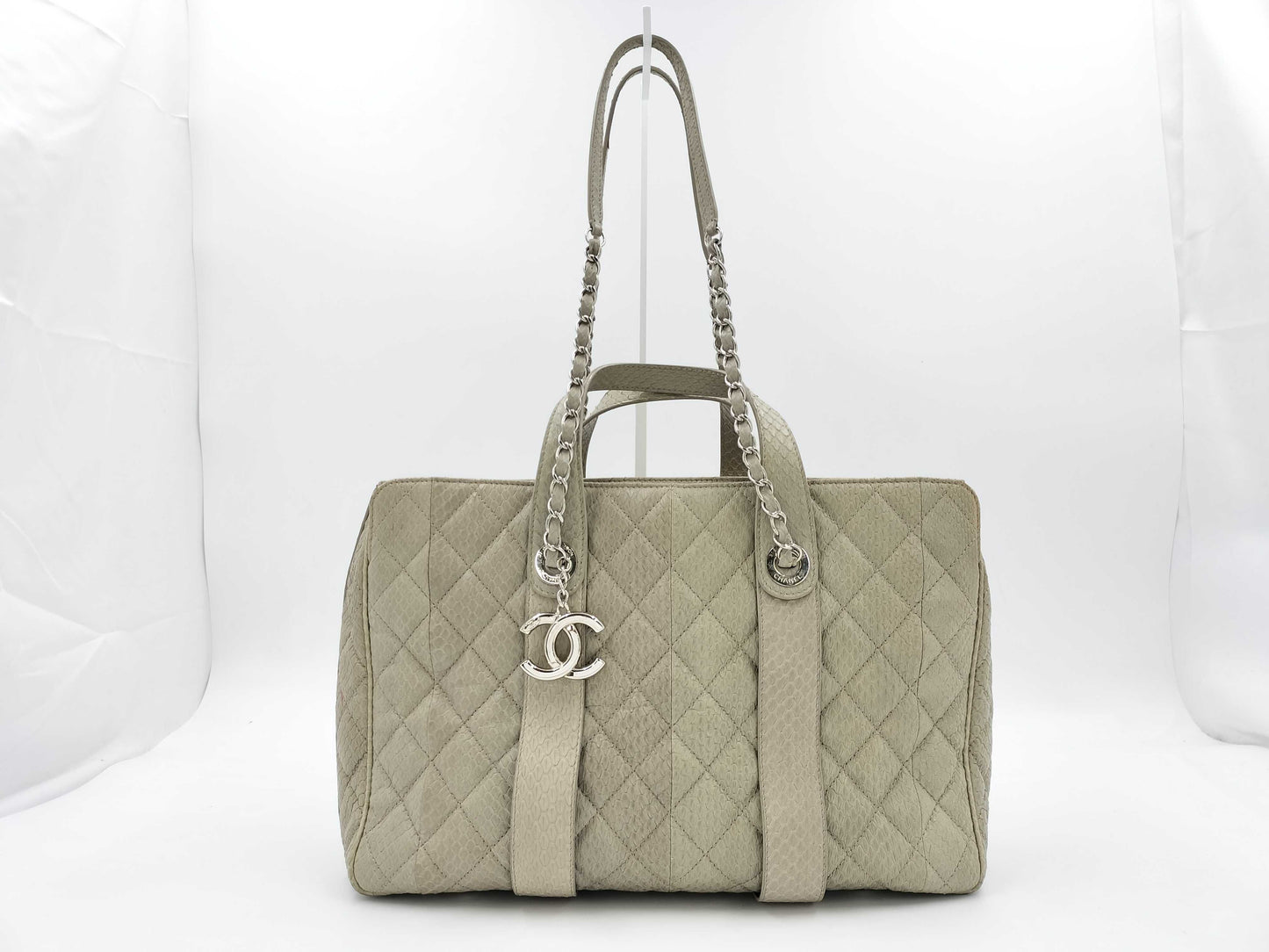 CHANEL Python 2-Way Handbag Greige 20880106 Handbag