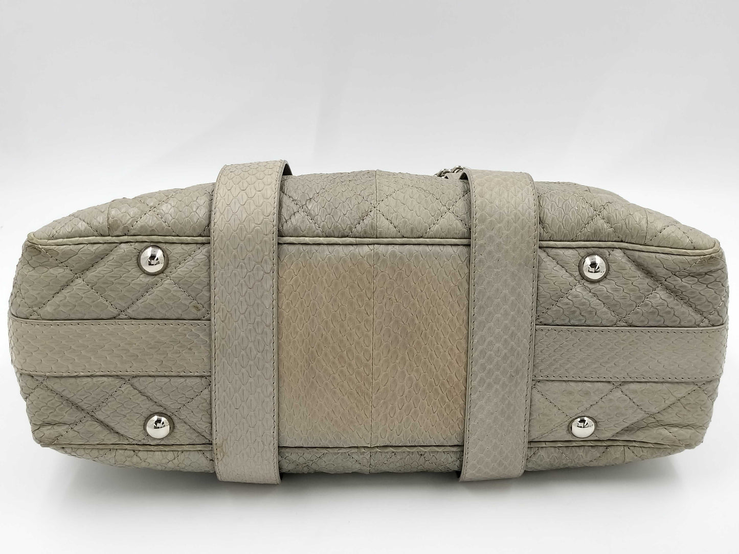 CHANEL Python 2-Way Handbag Greige 20880106 Handbag