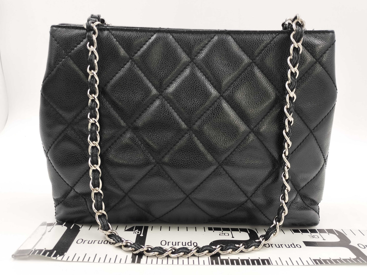 CHANEL Matelasse Chain Tote Bag in Caviar Leather, Black, 6159214