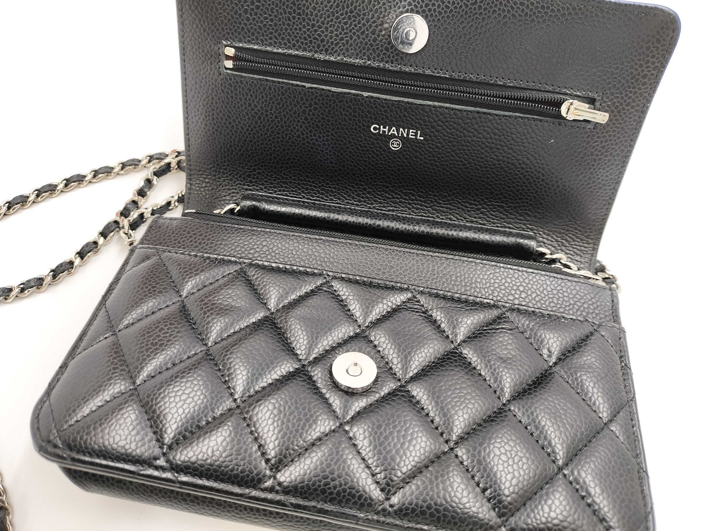 CHANEL Matelasse Chain Wallet in Caviar Leather, Black, N603JA9A Shoulder Bag