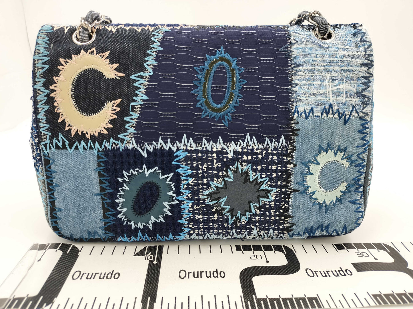 CHANEL Patchwork Matelasse Chain Shoulder Bag, Denim and Quilted, Blue, 20891711 Shoulder Bag