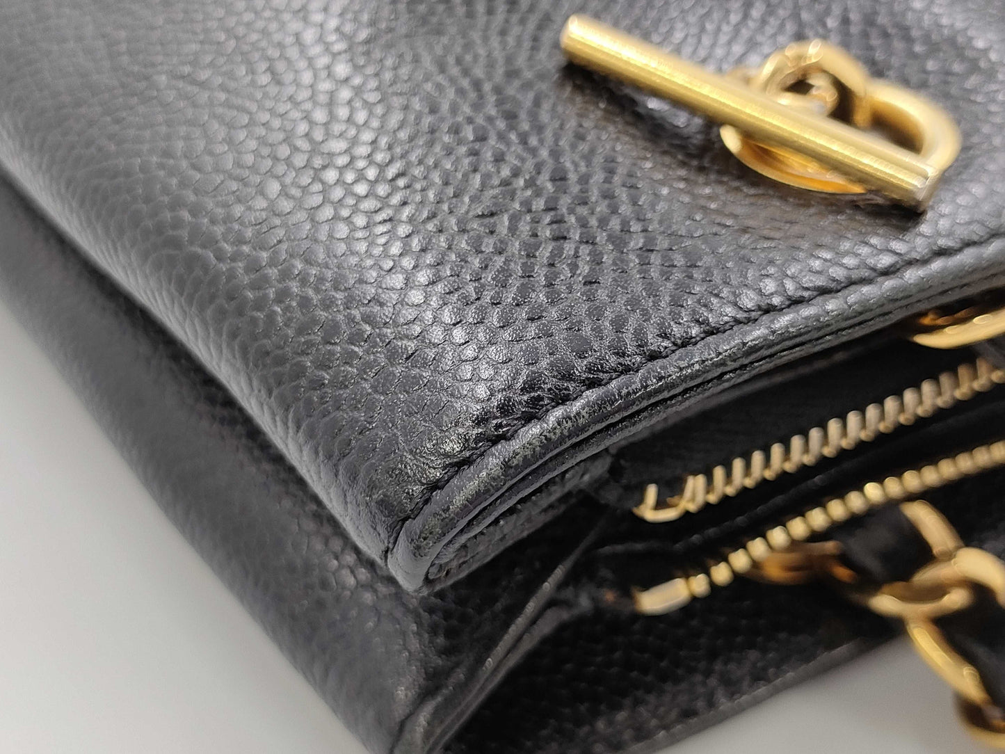CHANEL Coco Mark Caviar Leather Chain Tote Bag in Black with Gold Hardware, Sticker Included, Card Not Included, Shoulder Bag