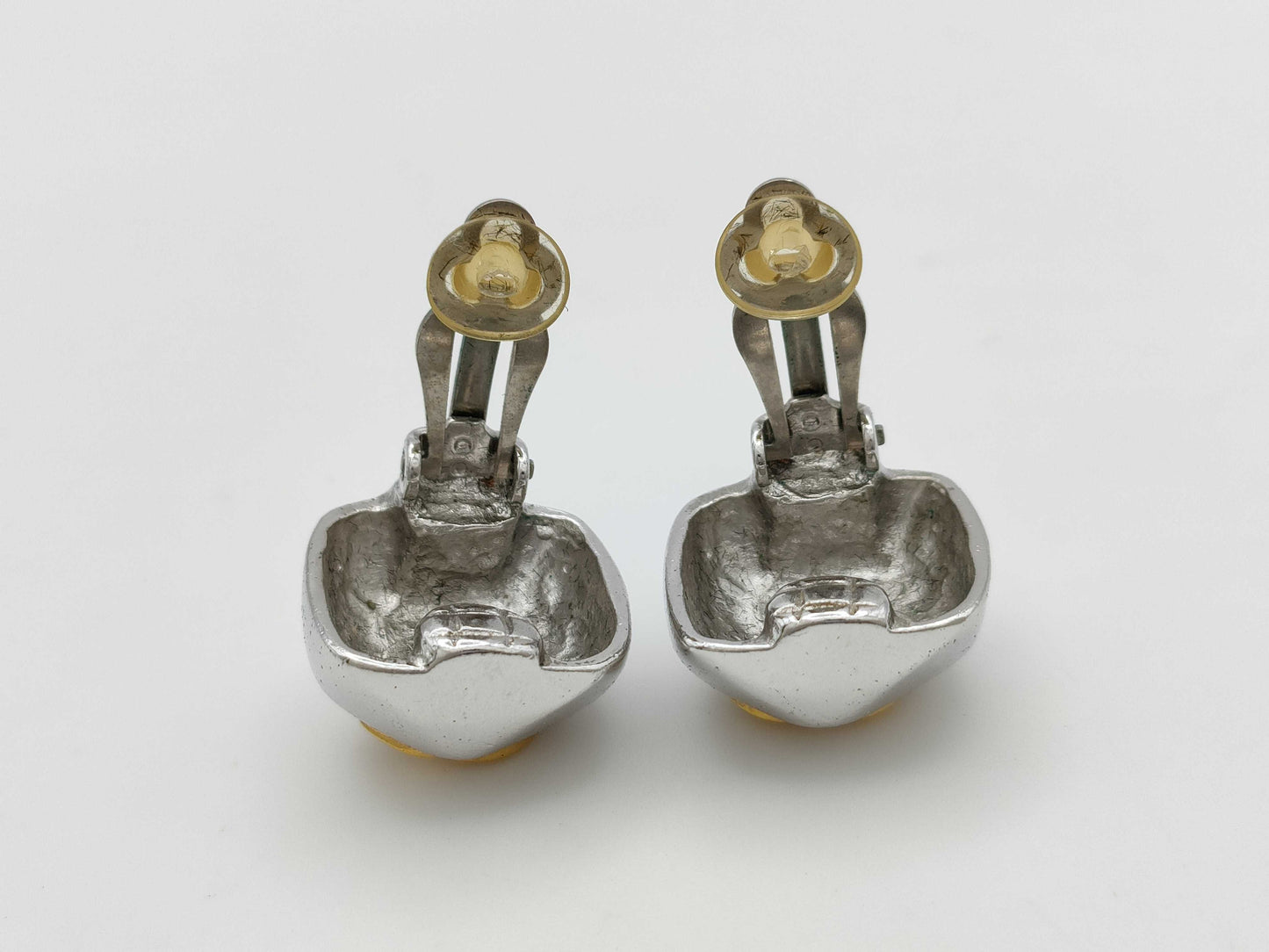 CHANEL 98A Coco Mark Silver x Gold Earrings