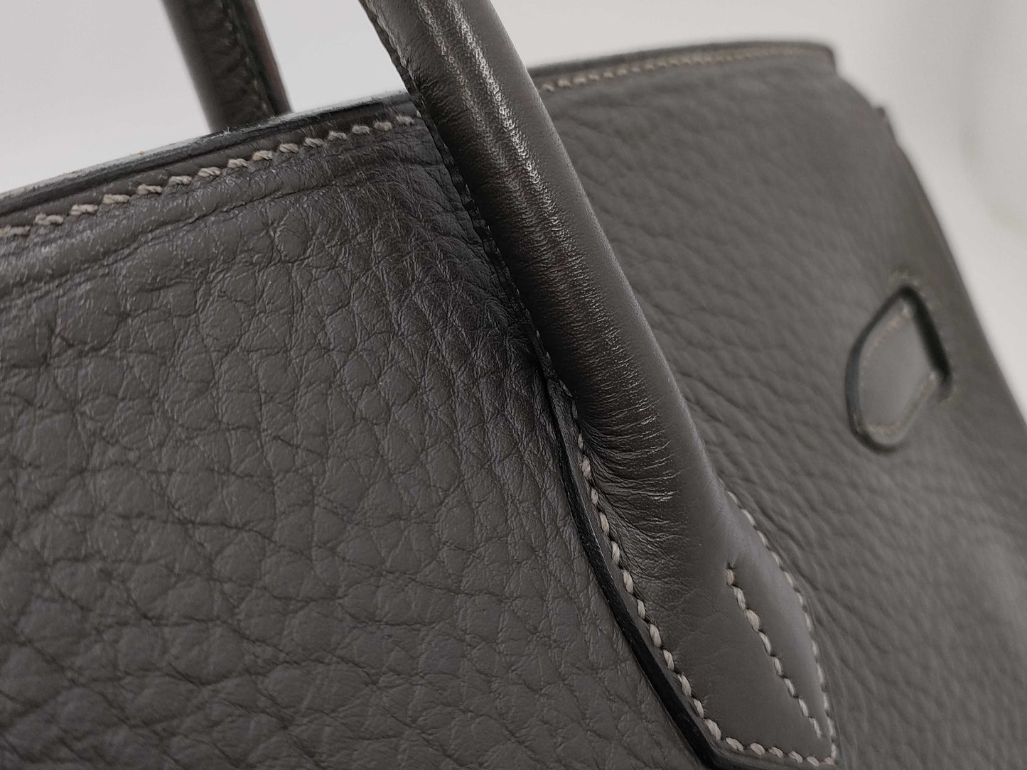 HERMES Birkin 35 □E Black/Gray Handbag