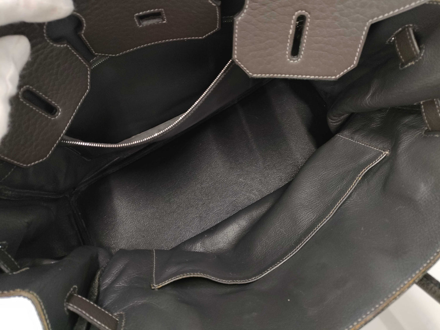 HERMES Birkin 35 □E Black/Gray Handbag