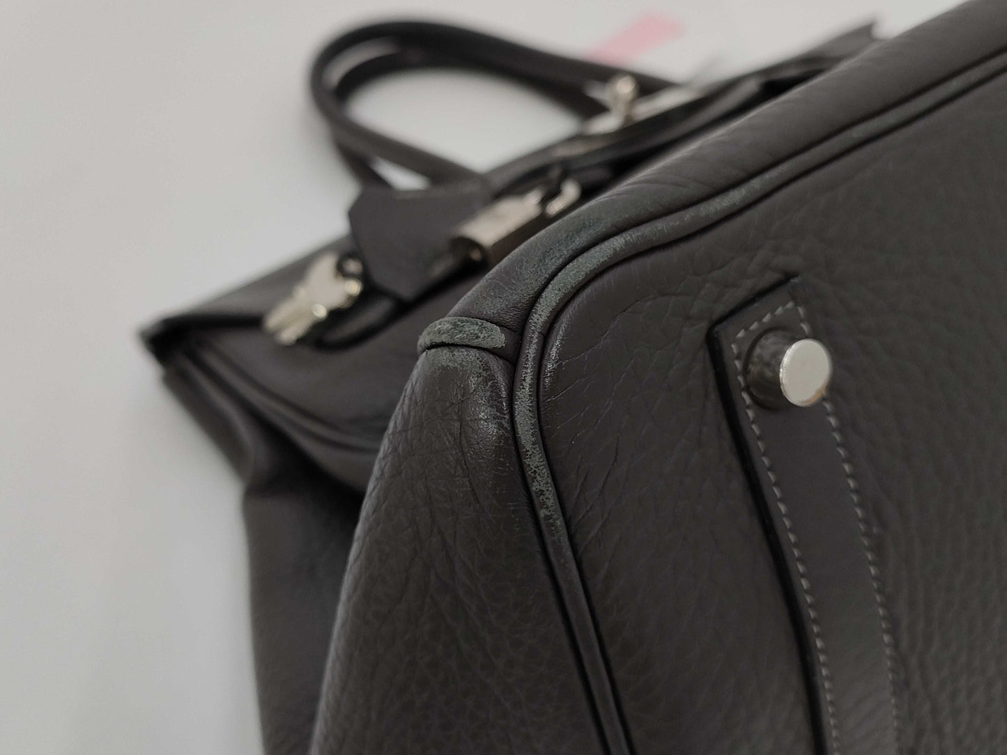 HERMES Birkin 35 □E Black/Gray Handbag
