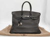 HERMES Birkin 35 □E Black/Gray Handbag