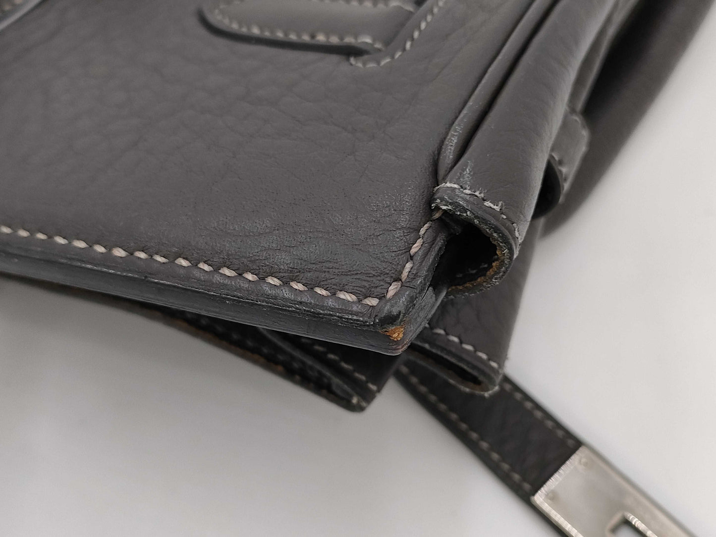 HERMES Birkin 35 □E Black/Gray Handbag