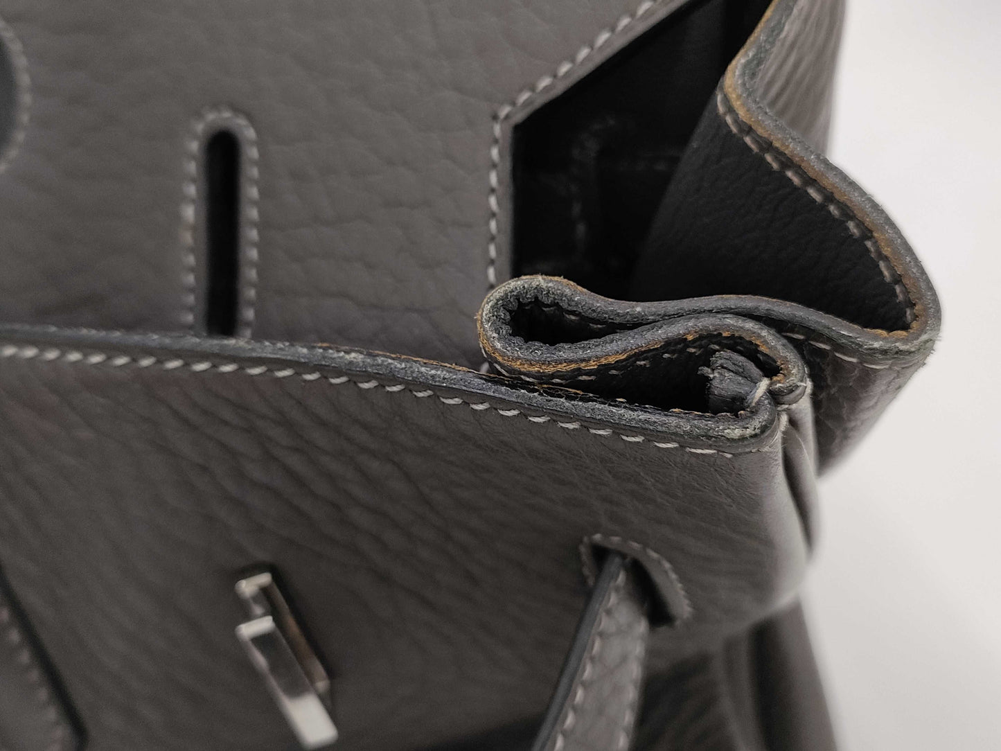 HERMES Birkin 35 □E Black/Gray Handbag