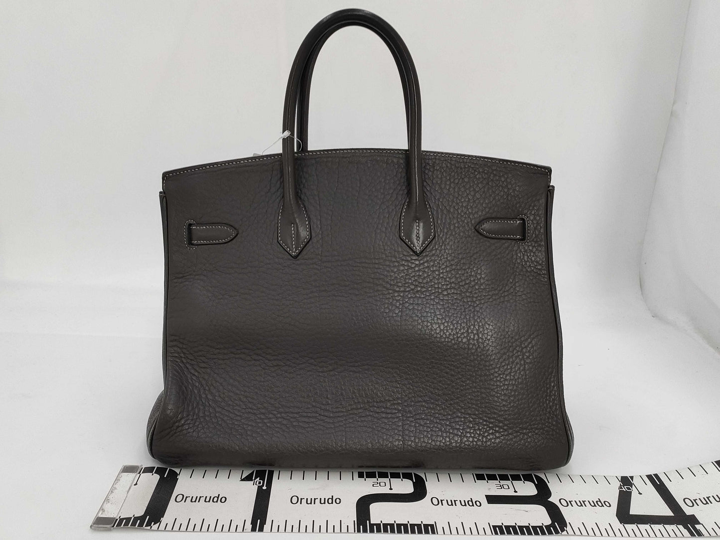 HERMES Birkin 35 □E Black/Gray Handbag